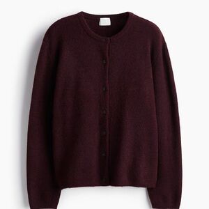 H&M Classic Crewneck Cardigan Sweater - Deep Burgundy